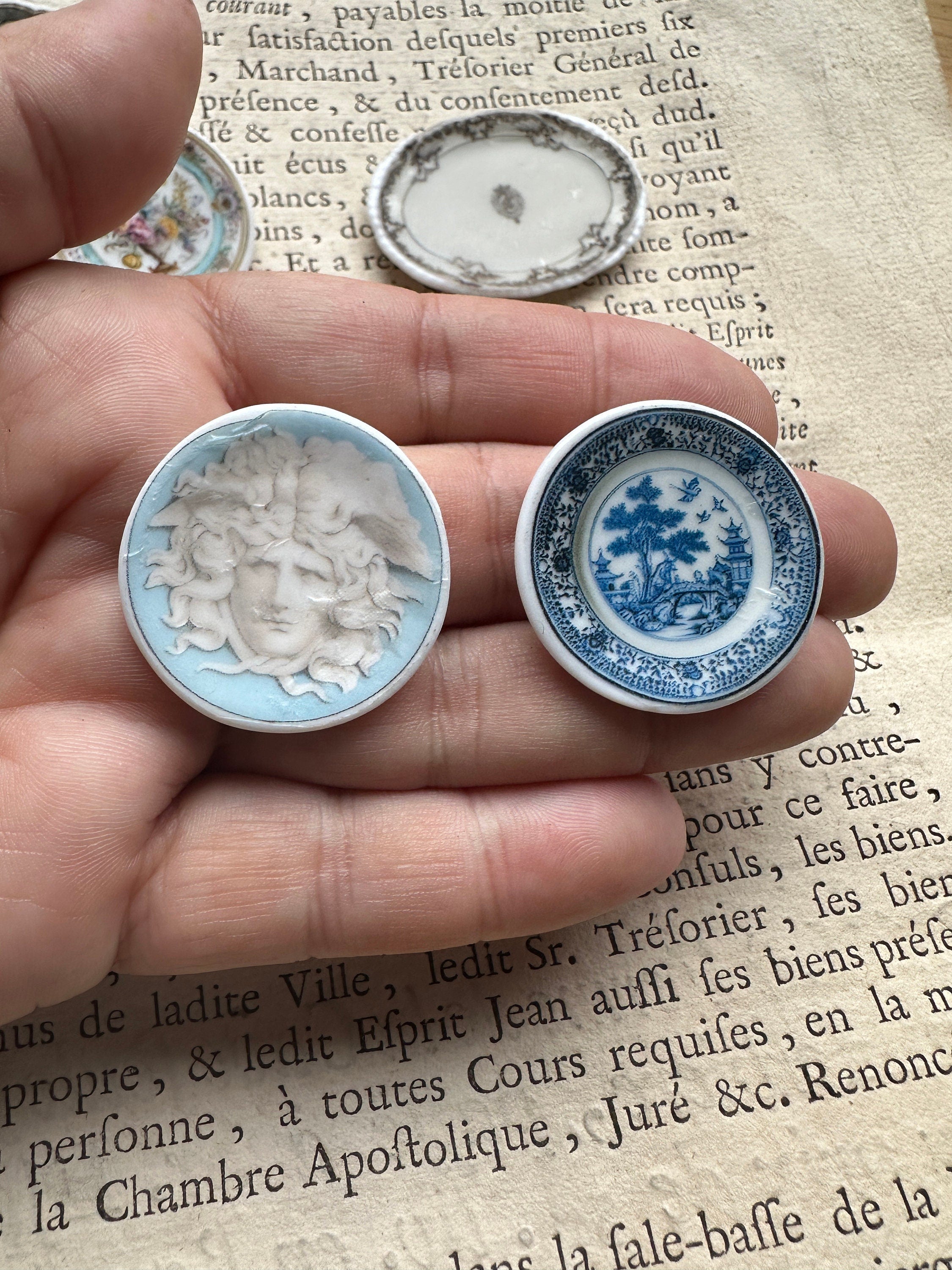 Dollhouse Miniature Plates and Platters Large Size