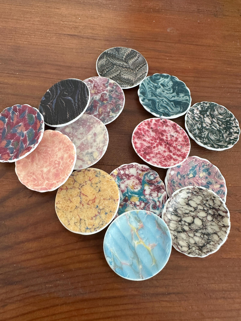 Ceramic Dollhouse 1:12 Scale Plates – Antique Marbled Paper Designs