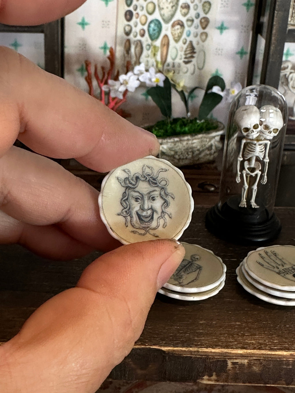 Ceramic Dollhouse 1:12 Scale Plates – Occult, Esoteric & Alchemy Miniatures