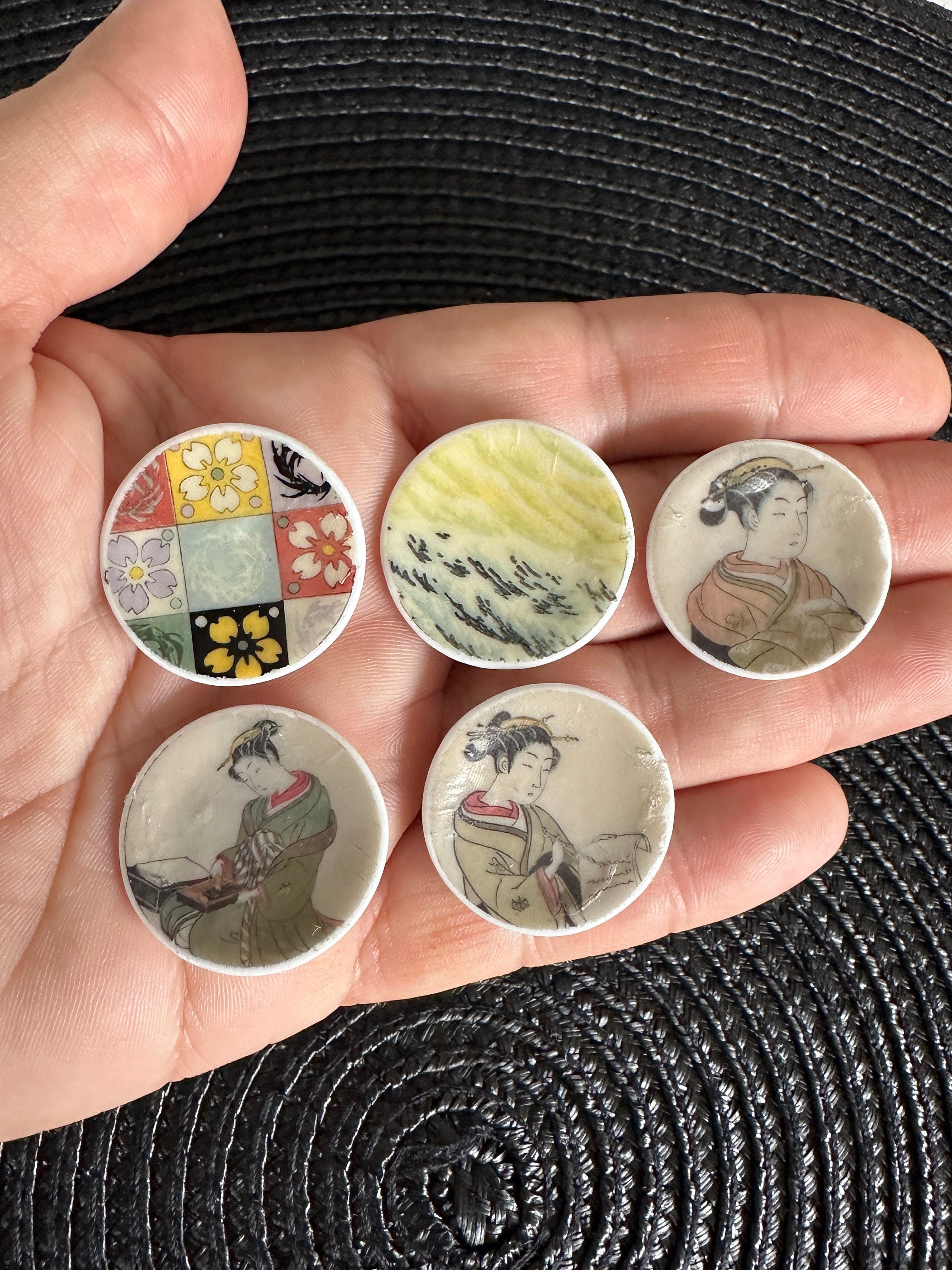 Ceramic Dollhouse 1:12 Scale Plates – Japanese Traditional Art Designs