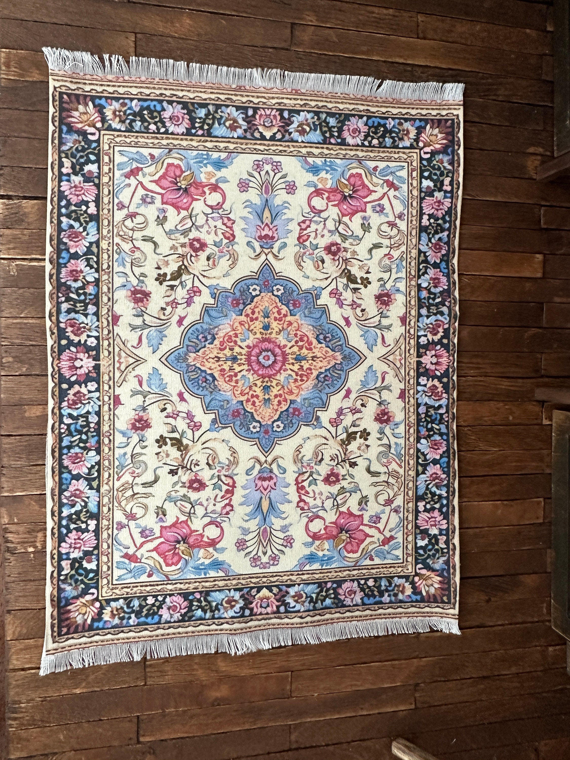 Miniature Dollhouse Persian Style Rug – Vibrant Classical Cotton 1:12 Scale