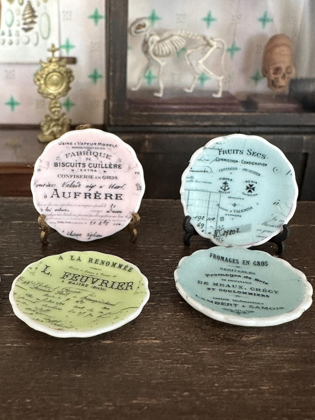 Ceramic Dollhouse 1:12 Scale Plates – French Receipts & Invoices Ephemera