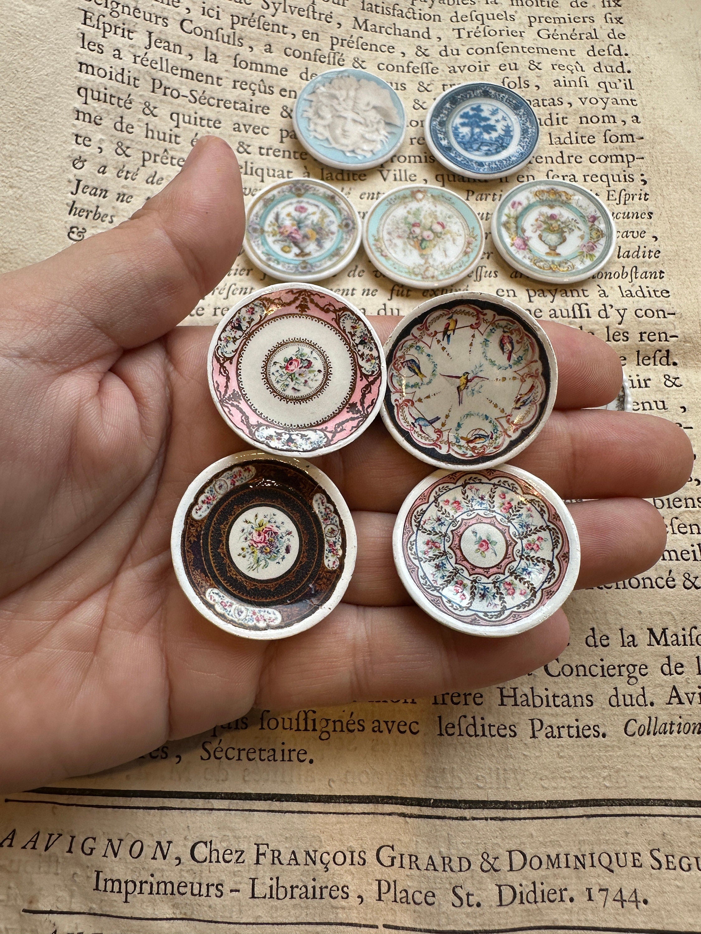 Dollhouse Miniature Plates and Platters Large Size