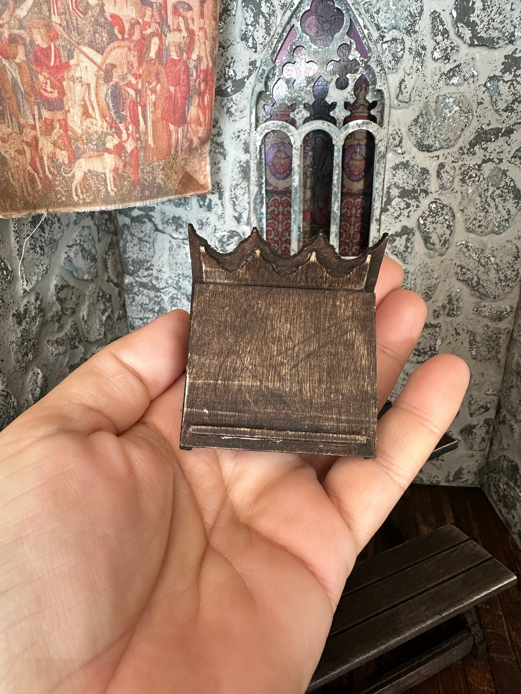 Handmade Dollhouse Miniature Scribe’s Slope – Aged Medieval Writing Desk