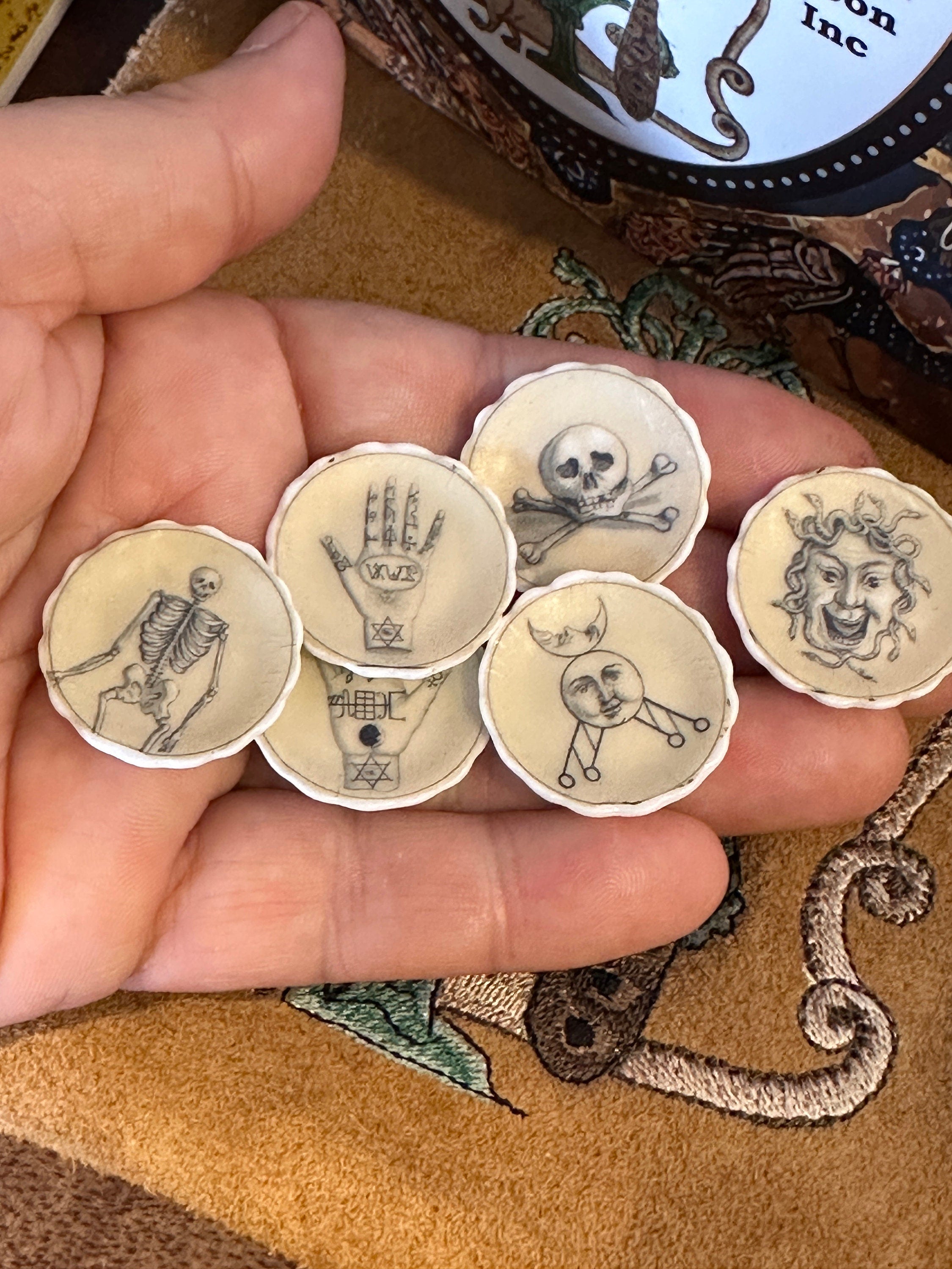 Ceramic Dollhouse 1:12 Scale Plates – Occult, Esoteric & Alchemy Miniatures