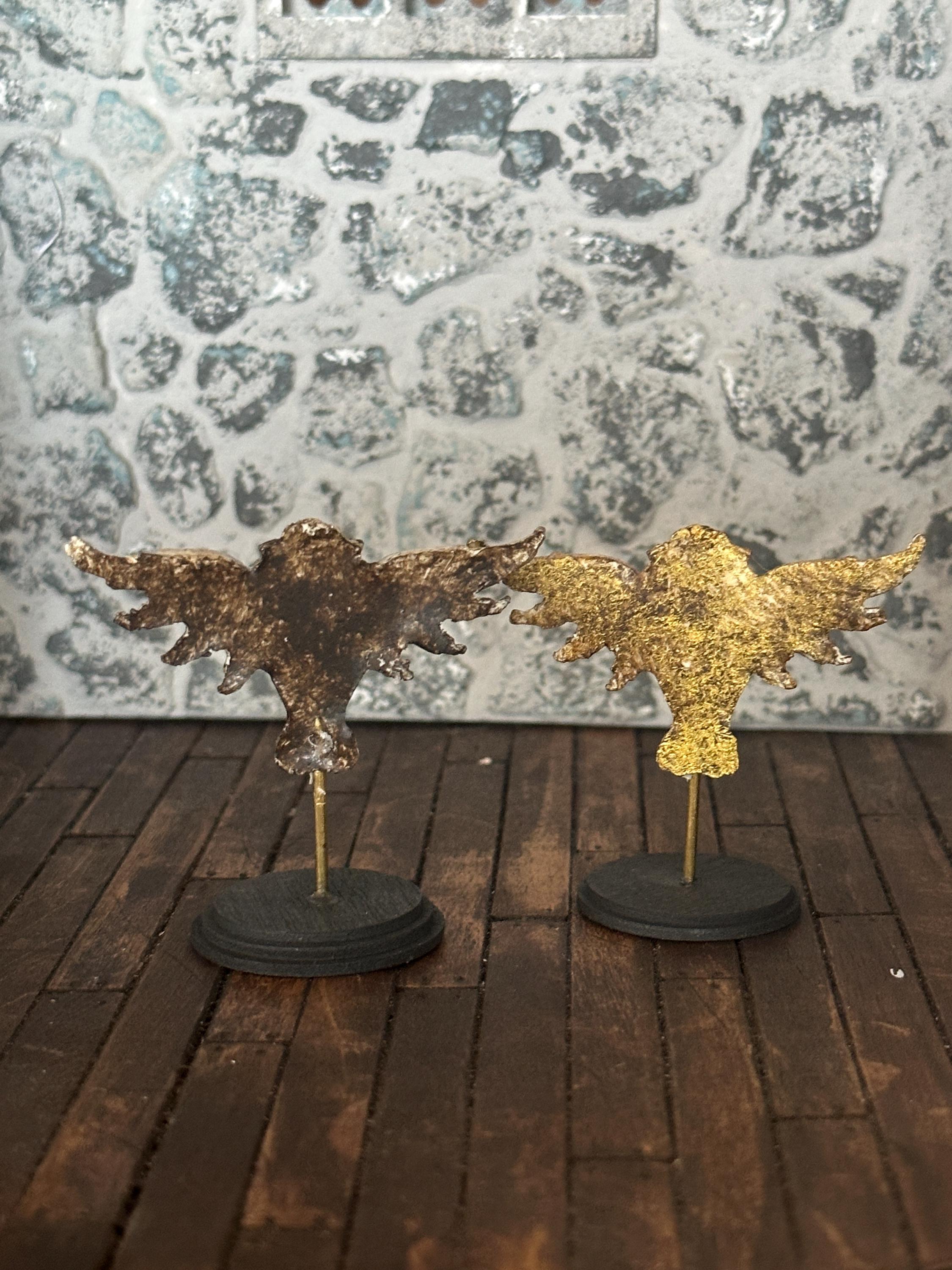 Handmade Miniature Winged Lion Gargoyle – Dollhouse Art Sculpture on Stand