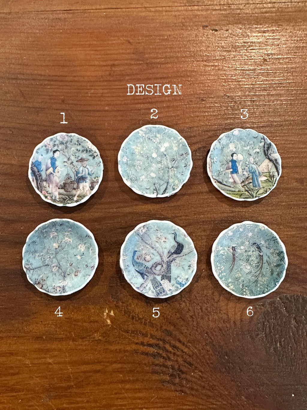 Ceramic Dollhouse 1:12 Scale Plates – Chinoiserie & Asian-Inspired Designs
