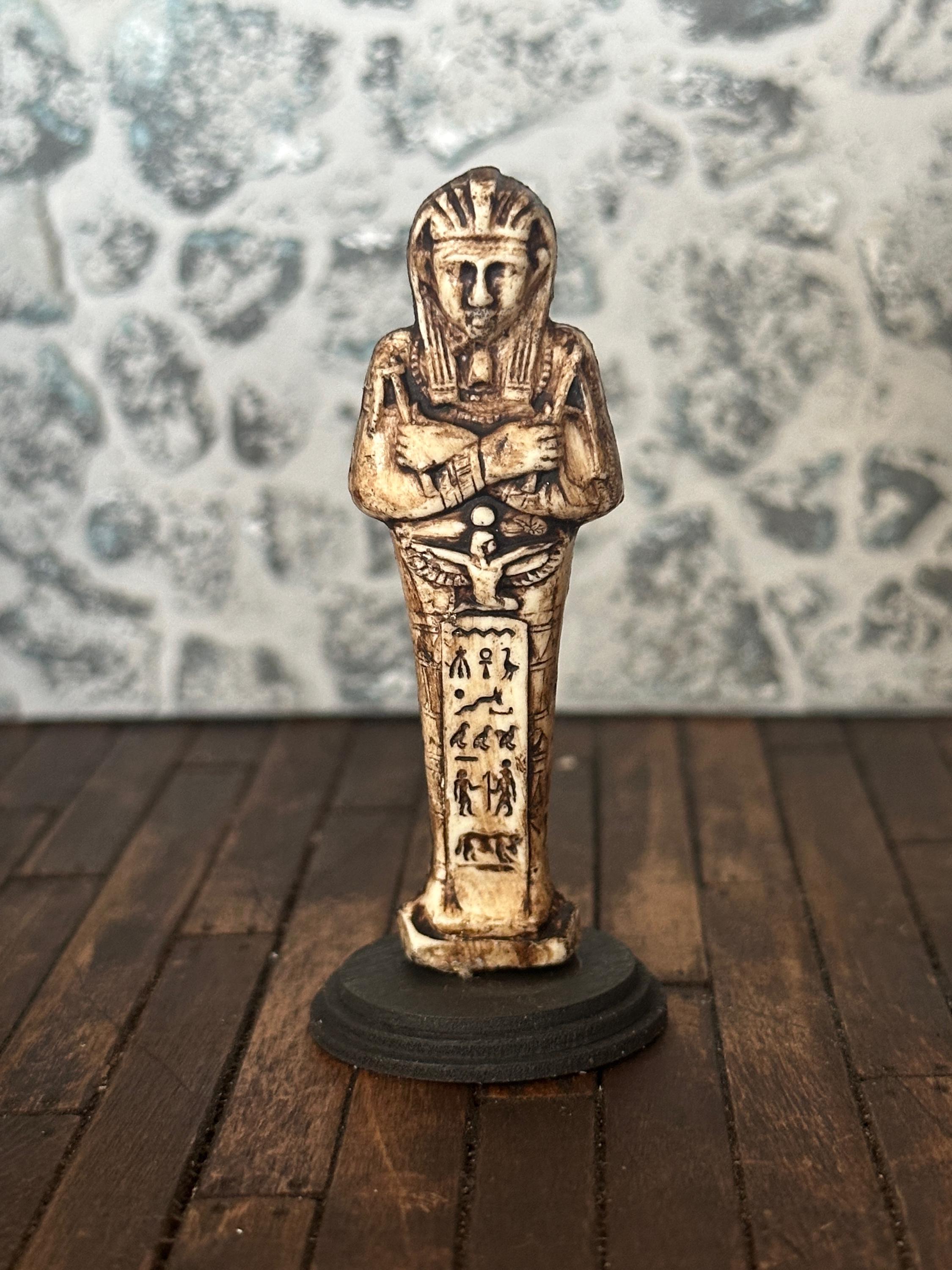 Handmade Miniature Egyptian Mummy Case – Aged Gilded & Stone Collectors Statue (1:12 Scale)