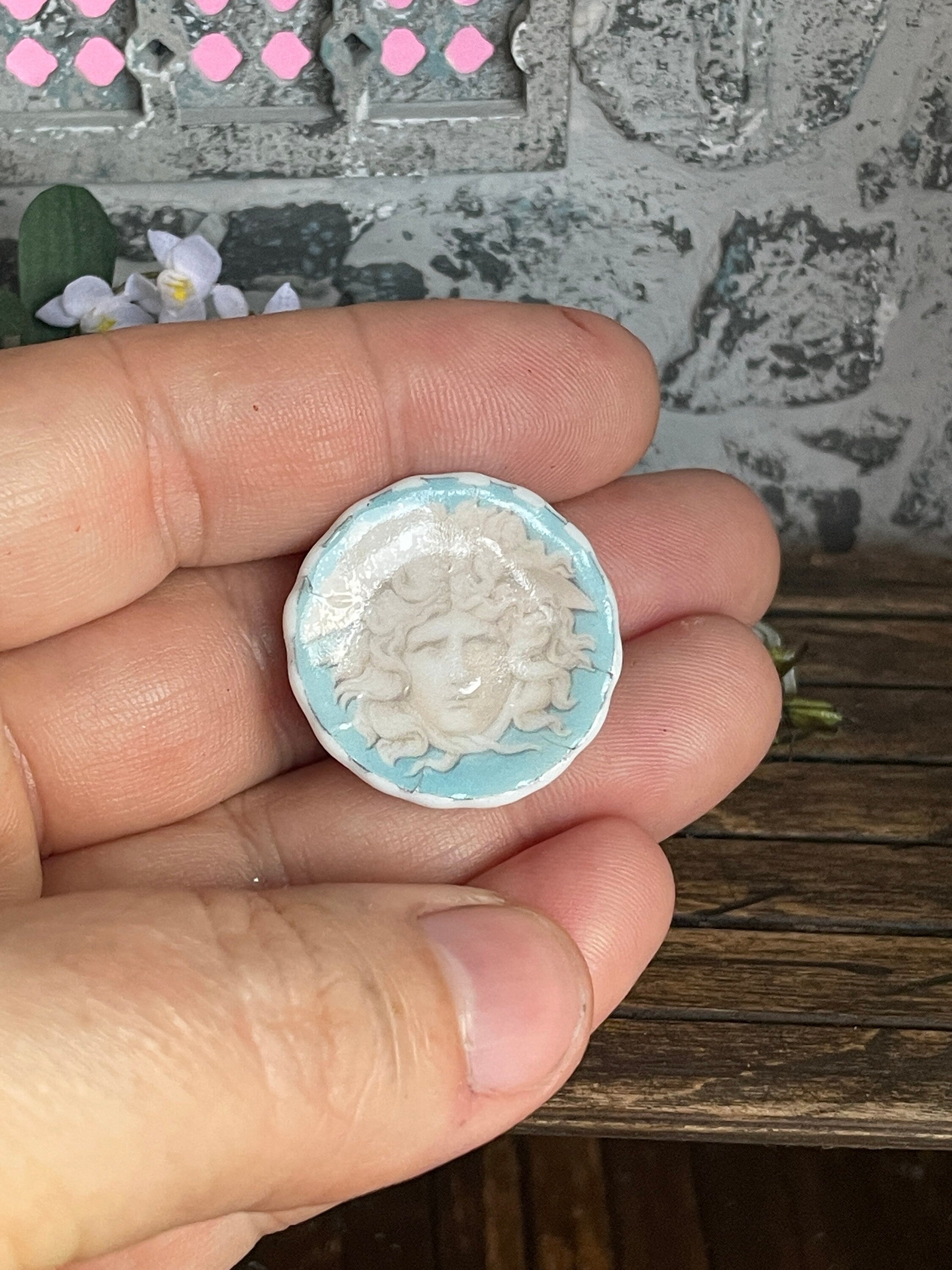 Ceramic Dollhouse 1:12 Scale Plates Vintage Style Medusa or Versailles Sun King