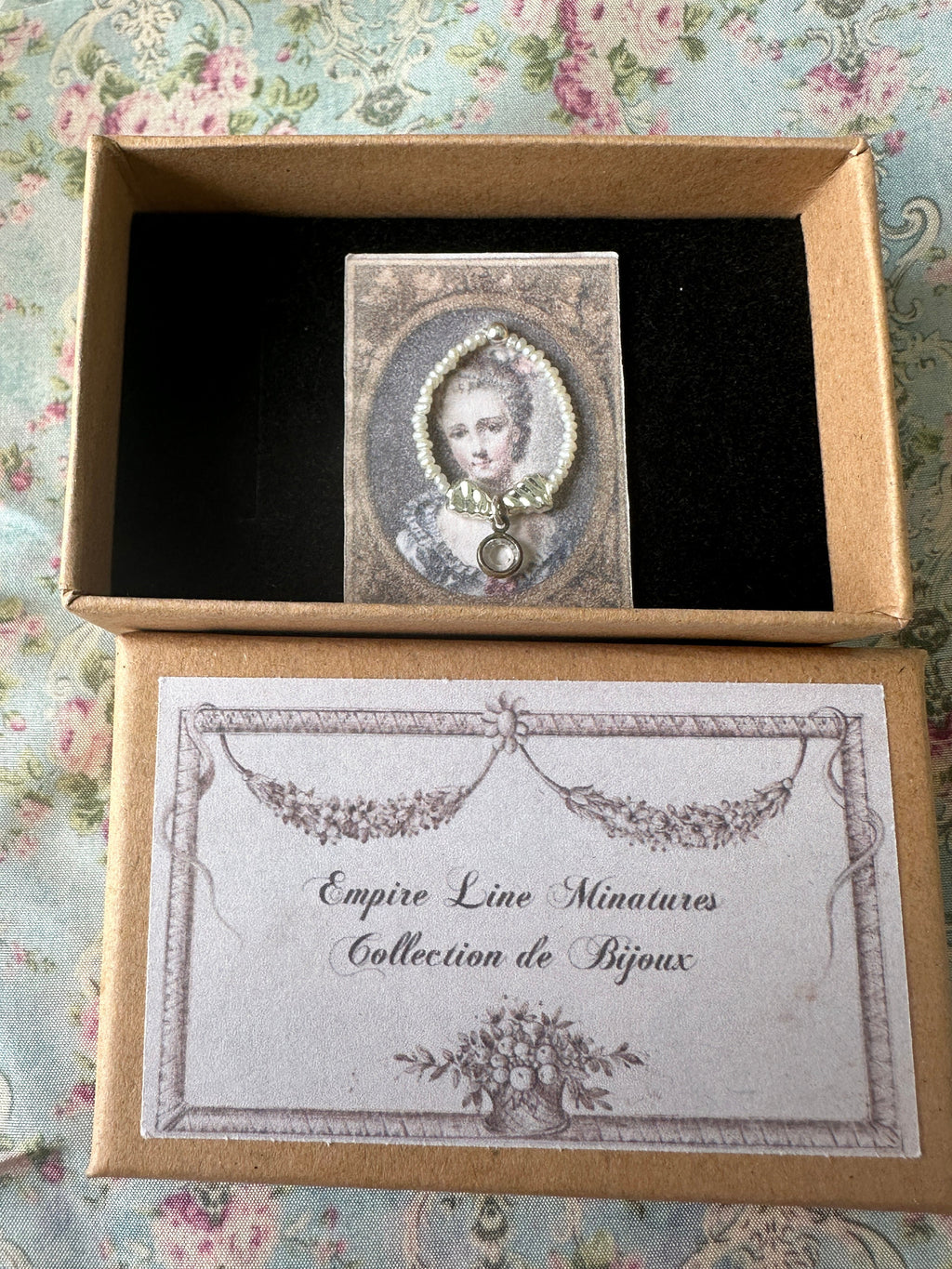 Handmade Miniature Dollhouse Necklace – Seed Pearls, Mercury Glass & Swarovski Crystal