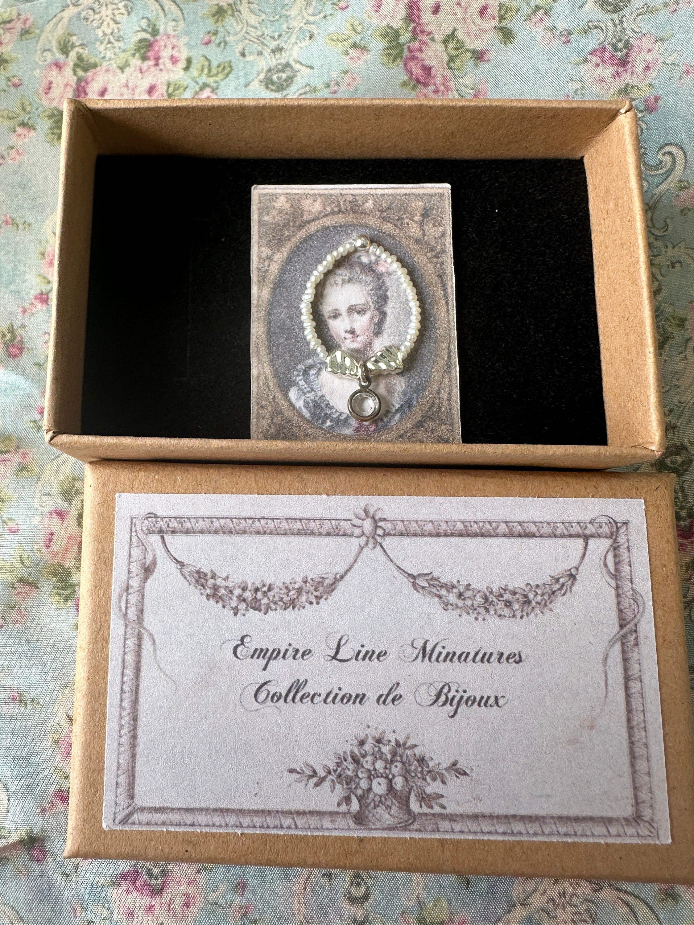 Handmade Miniature Dollhouse Necklace – Seed Pearls, Mercury Glass & Swarovski Crystal