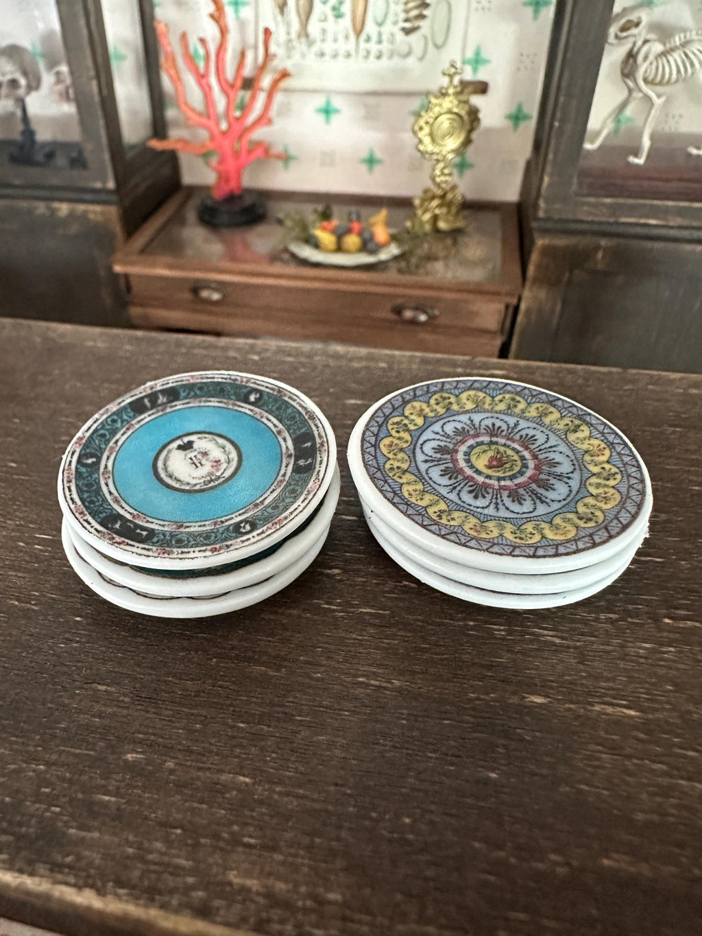 1:12 Scale Dollhouse Plates – 18th Century French Miniature Ceramics Inspired by Marie Antoinette & Louis XVI LARGE SIZE