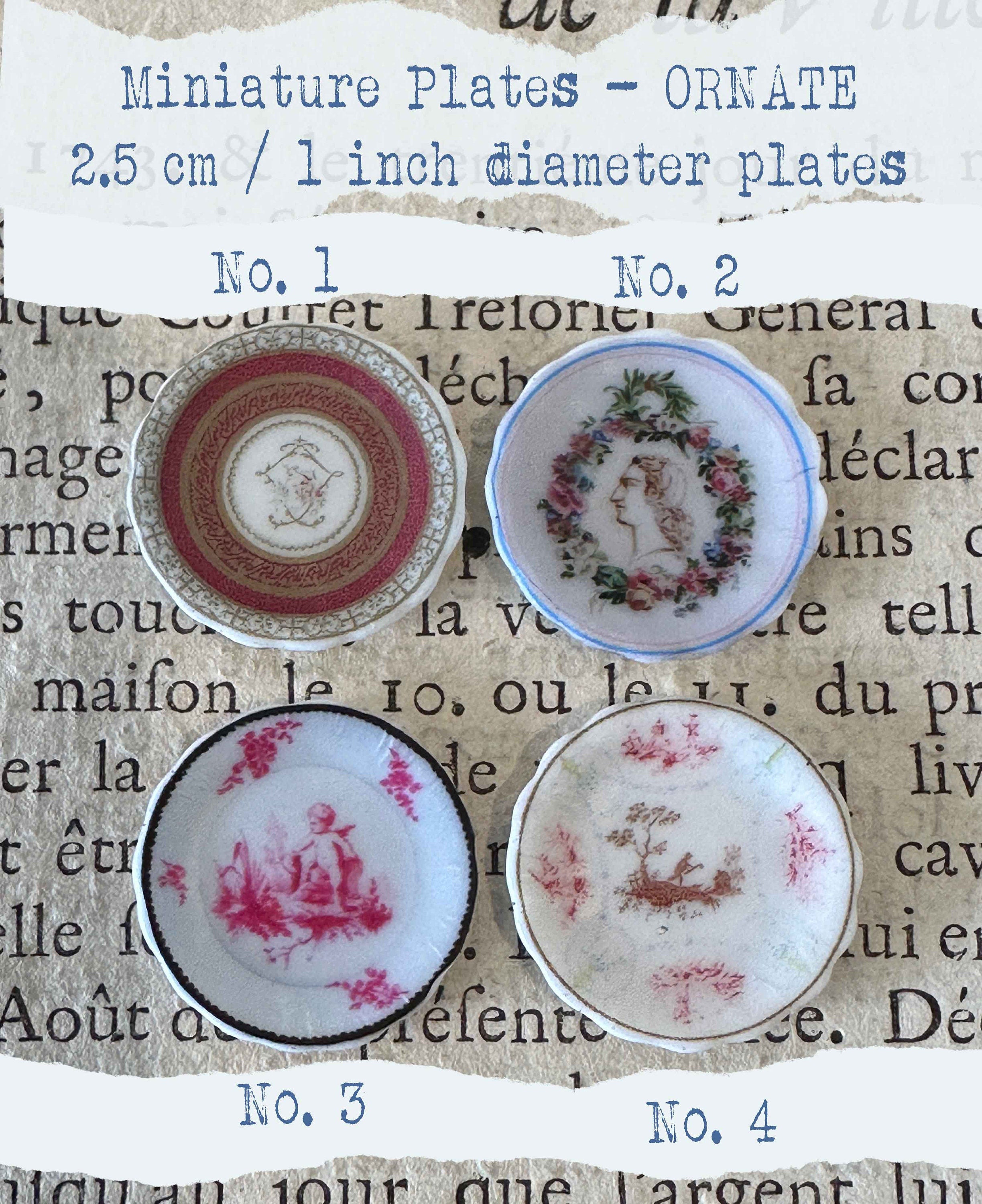 1:12 Scale Dollhouse Plates – 18th Century French Miniature Ceramics Inspired by Marie Antoinette & Louis XVI