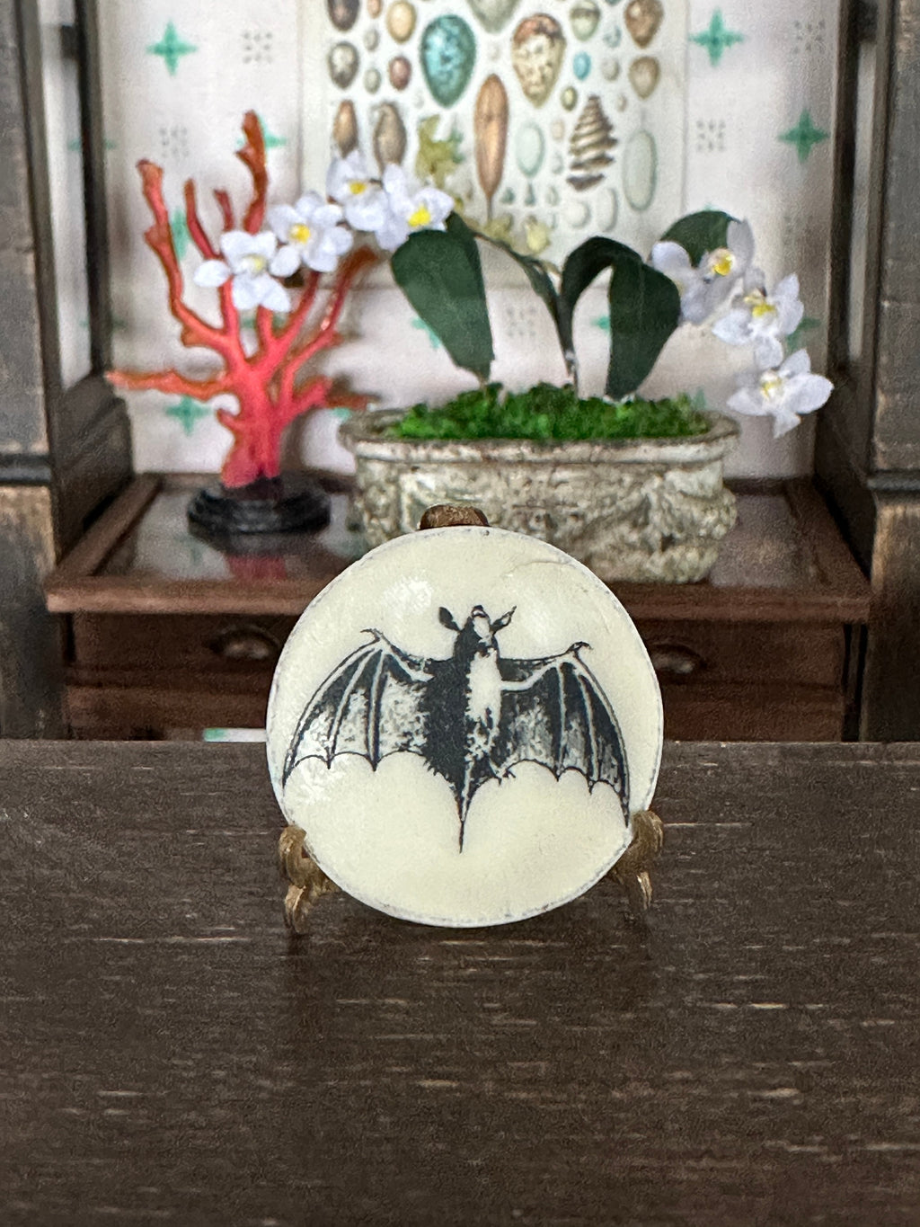 Ceramic Dollhouse 1:12 Scale Plates – Spooky Halloween Macabre Miniatures