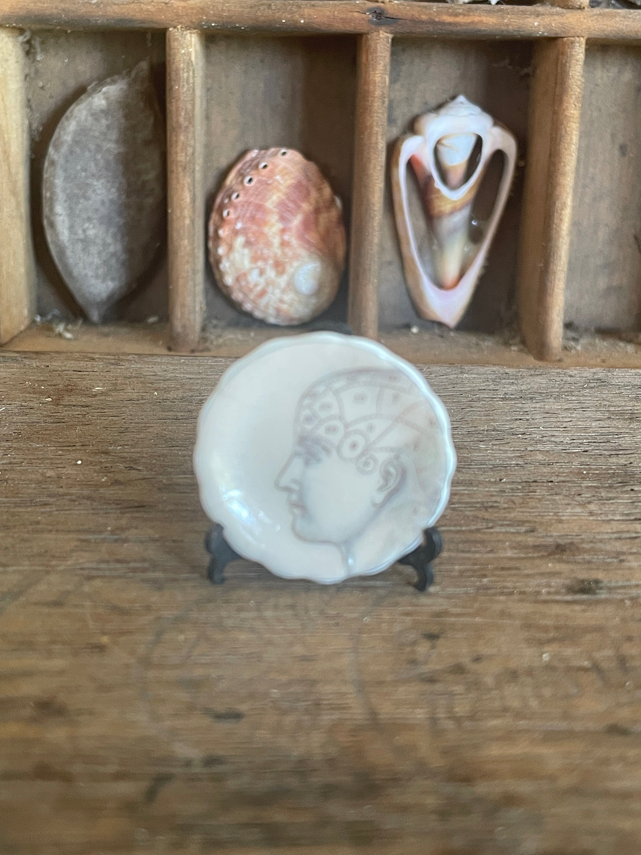 Ceramic Dollhouse 1:12 Scale Plates – Gothic Phrenology Skull Anatomy Designs
