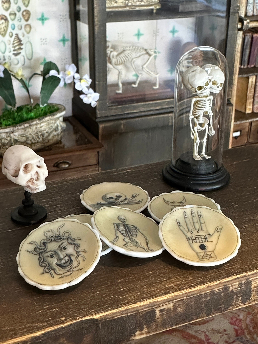 Ceramic Dollhouse 1:12 Scale Plates – Occult, Esoteric & Alchemy Miniatures