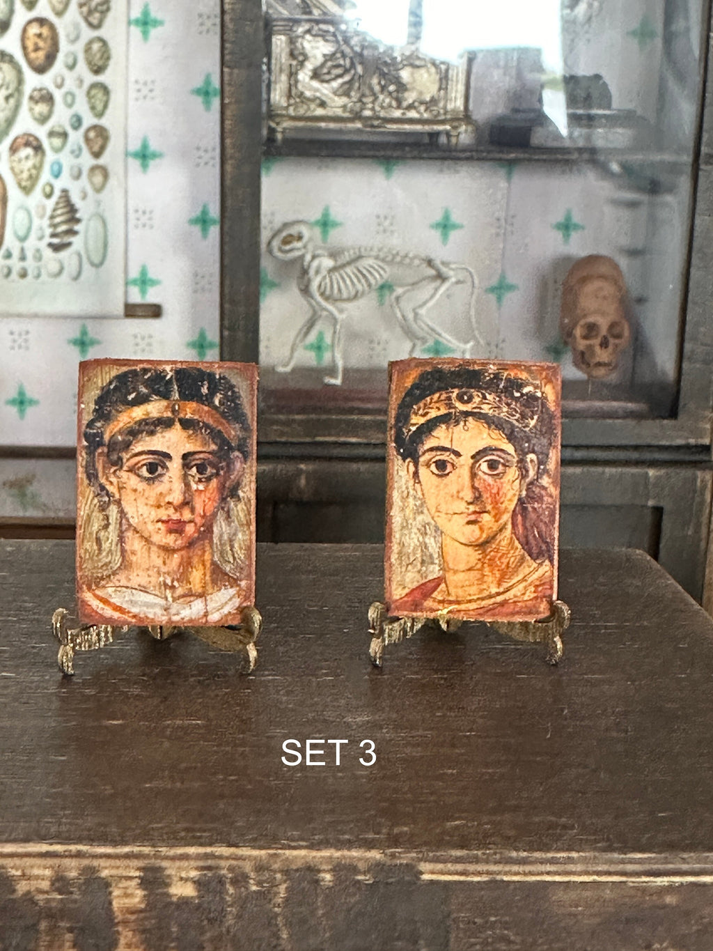 Ancient Roman-Era Egyptian Mummy Portraits – Miniature 1:12 Scale Set
