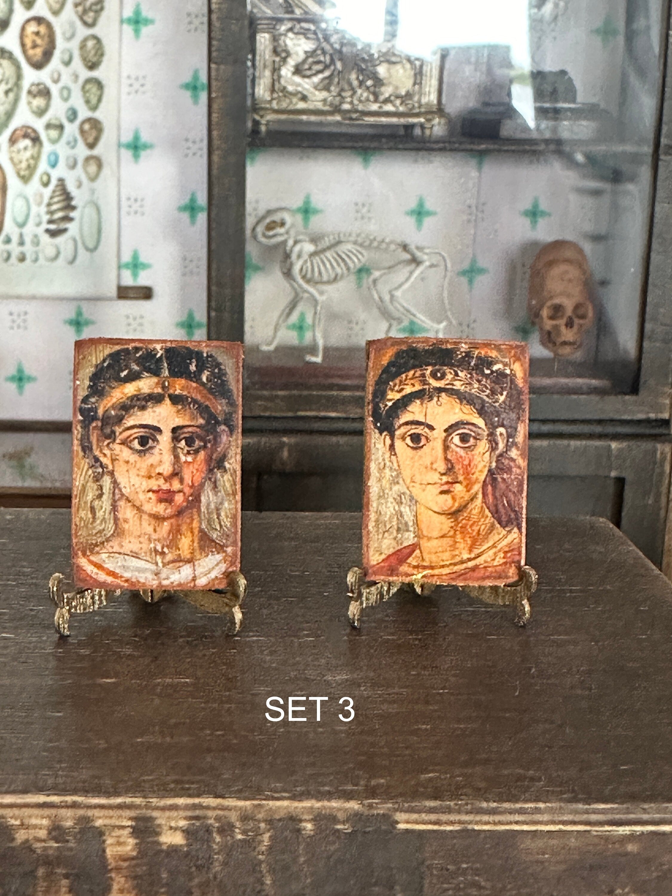 Ancient Roman-Era Egyptian Mummy Portraits – Miniature 1:12 Scale Set