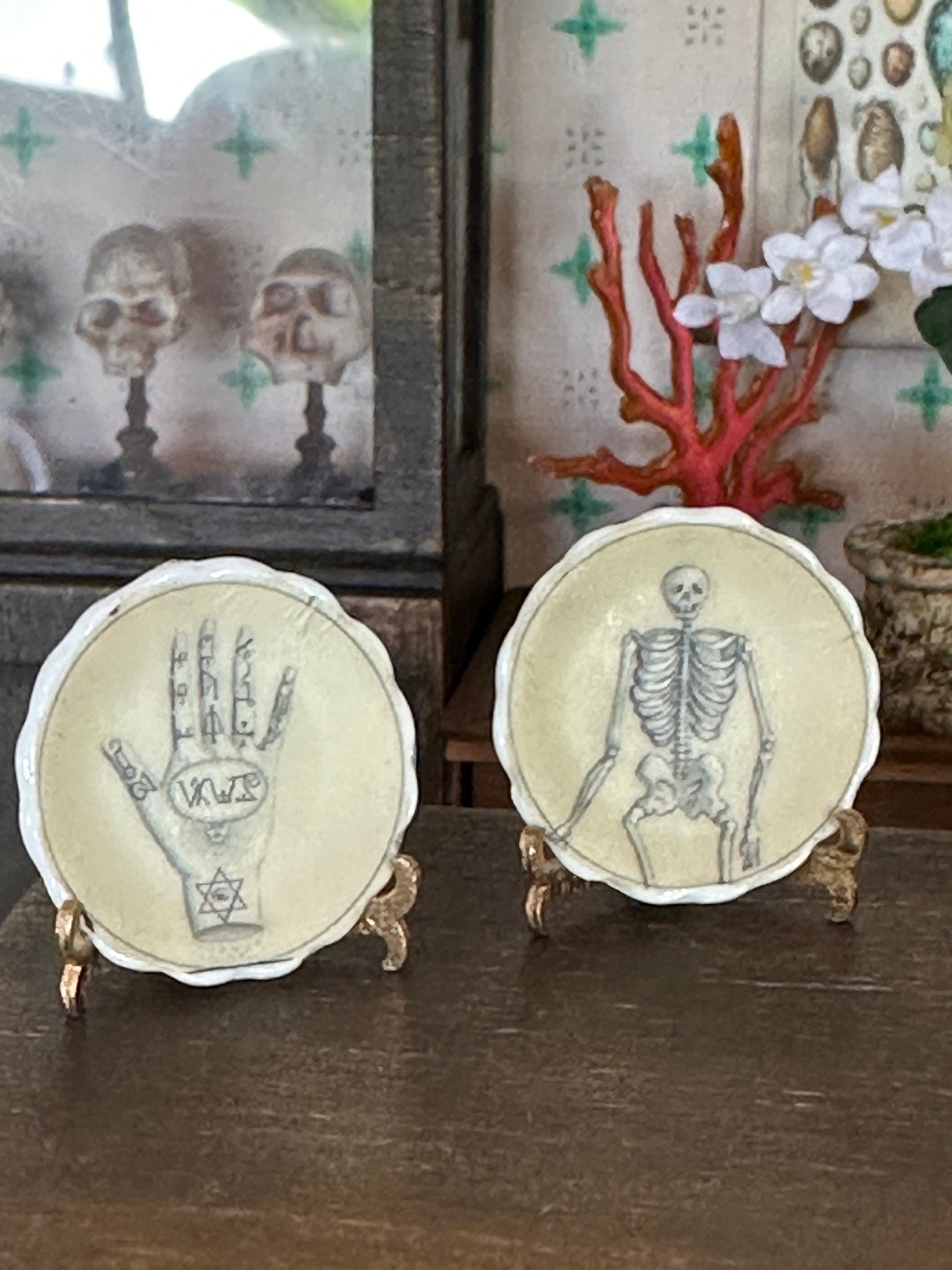 Ceramic Dollhouse 1:12 Scale Plates – Occult, Esoteric & Alchemy Miniatures