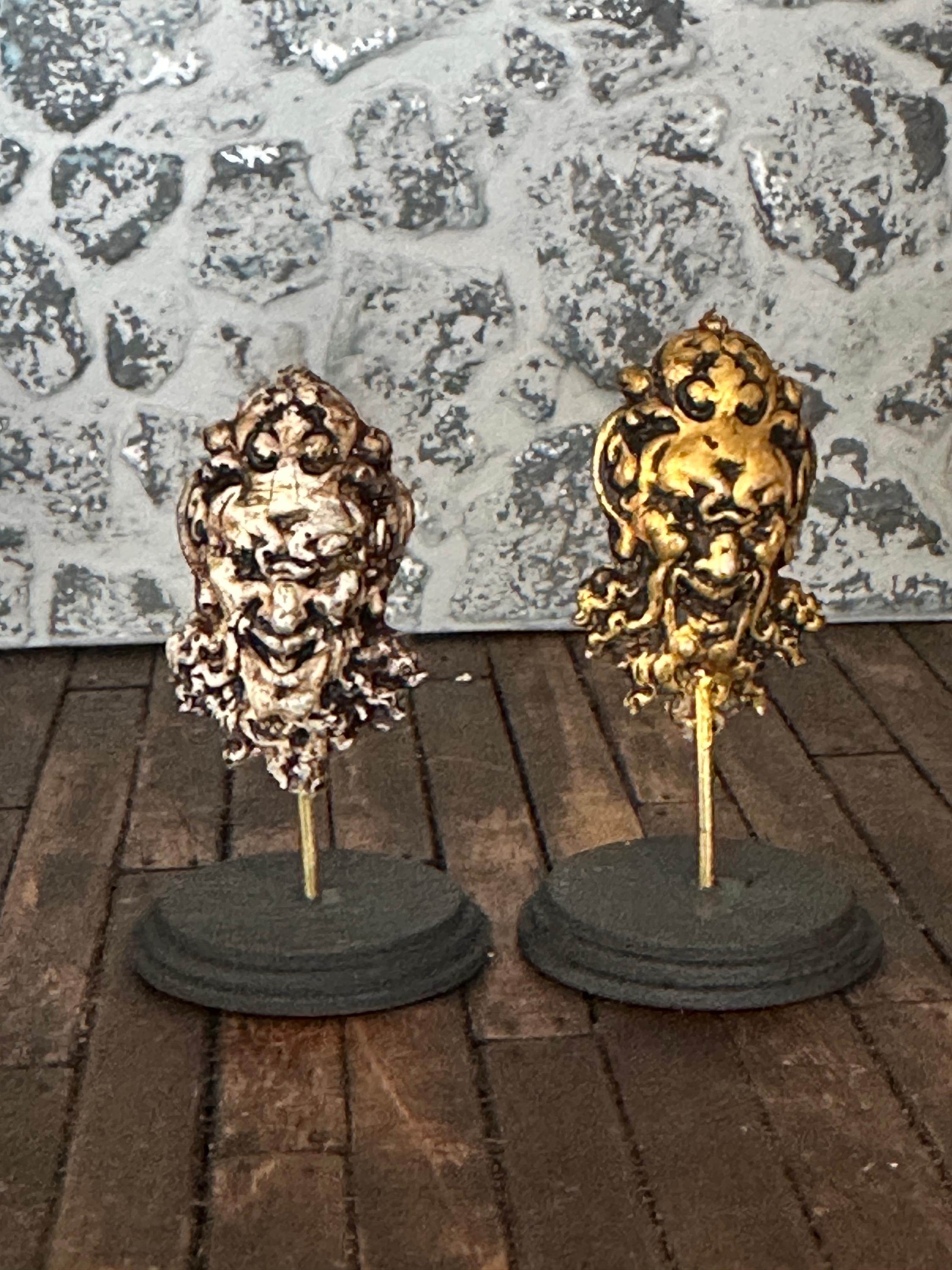 Handmade Doll House Miniature Art Collectors Statue Ornament Aged Grungy Green Man Nymph Devil on Stand Two Sizes Four