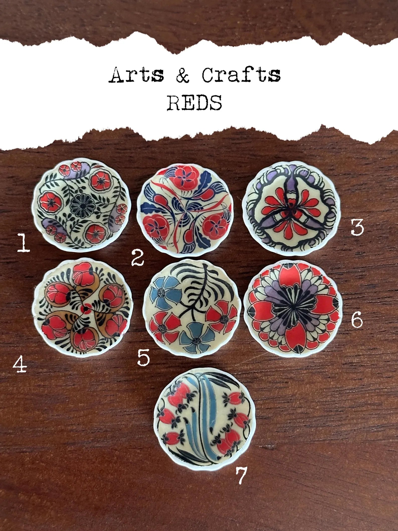 1:12 Scale Dollhouse Plates – Early 20th Century Folk Art Style Colourful