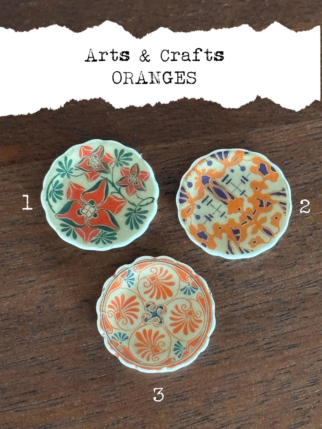 1:12 Scale Dollhouse Plates – Early 20th Century Folk Art Style Colourful