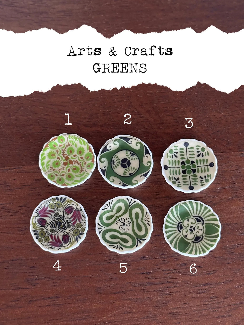 1:12 Scale Dollhouse Plates – Early 20th Century Folk Art Style Colourful