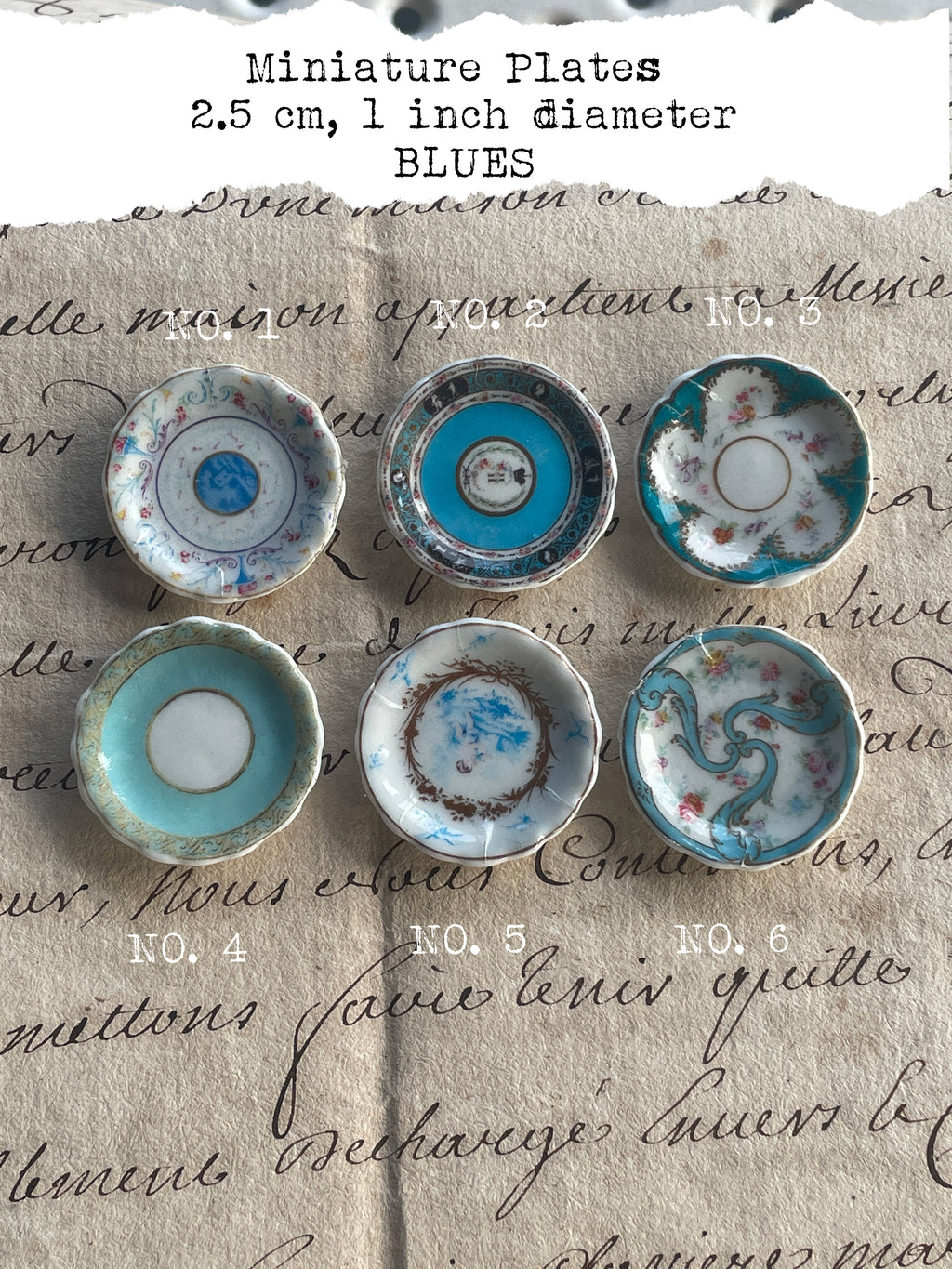 1:12 Scale Dollhouse Plates – 18th Century French Miniature Ceramics Inspired by Marie Antoinette & Louis XVI