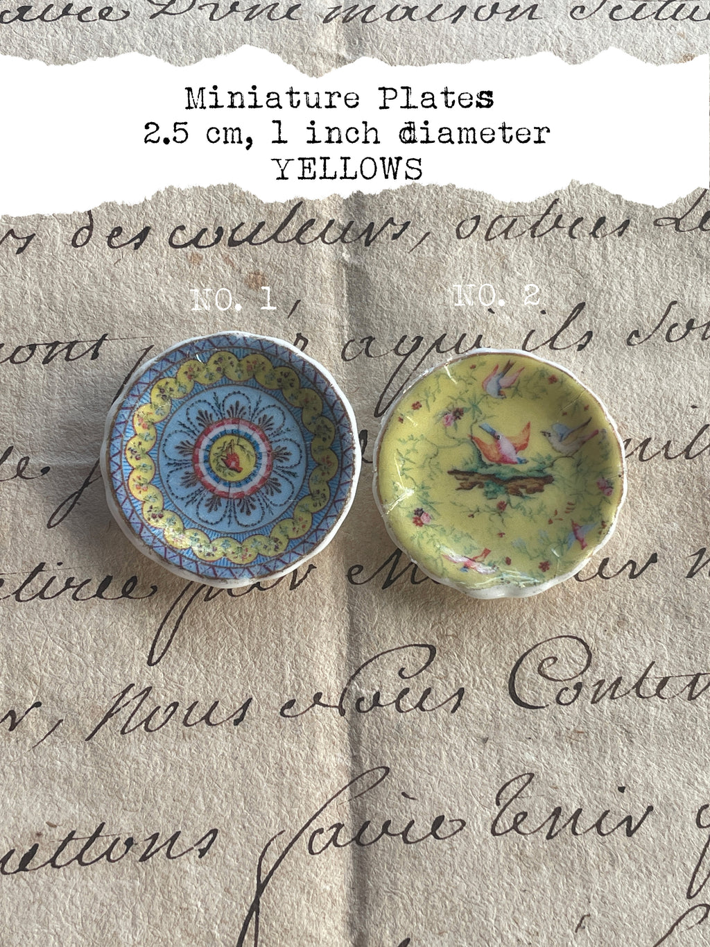 1:12 Scale Dollhouse Plates – 18th Century French Miniature Ceramics Inspired by Marie Antoinette & Louis XVI