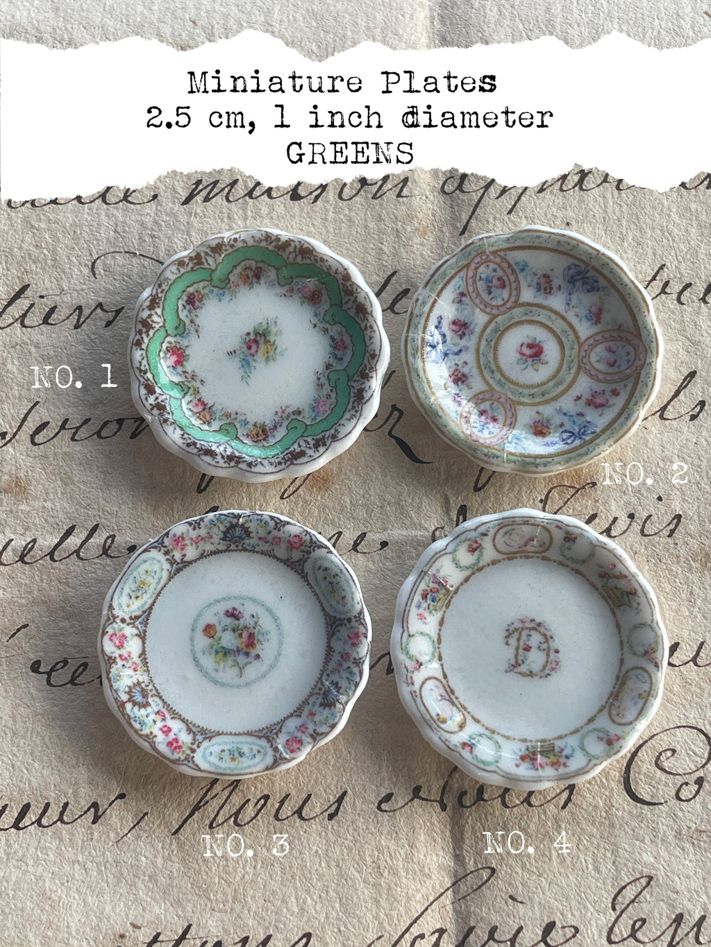 1:12 Scale Dollhouse Plates – 18th Century French Miniature Ceramics Inspired by Marie Antoinette & Louis XVI