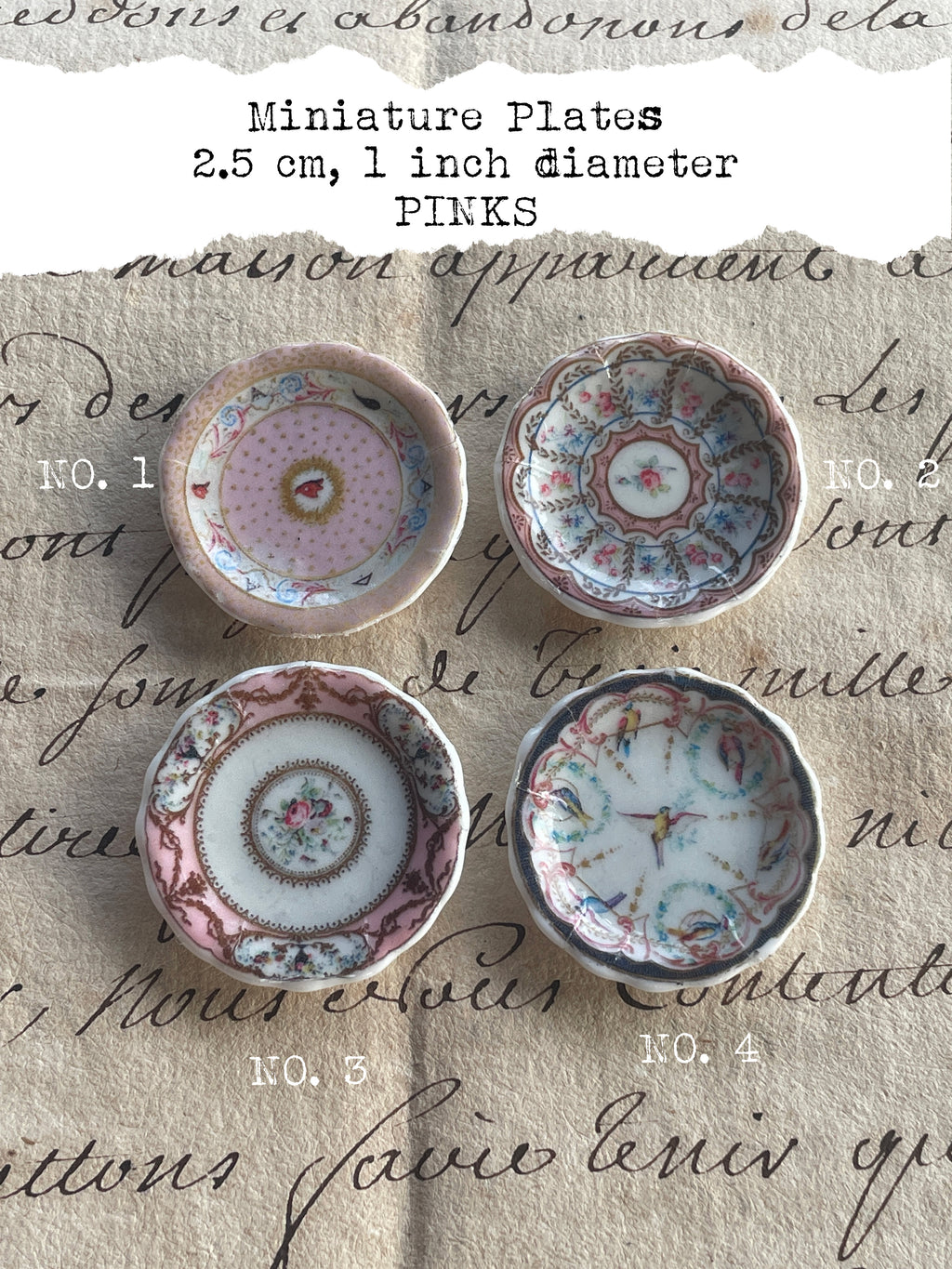 1:12 Scale Dollhouse Plates – 18th Century French Miniature Ceramics Inspired by Marie Antoinette & Louis XVI